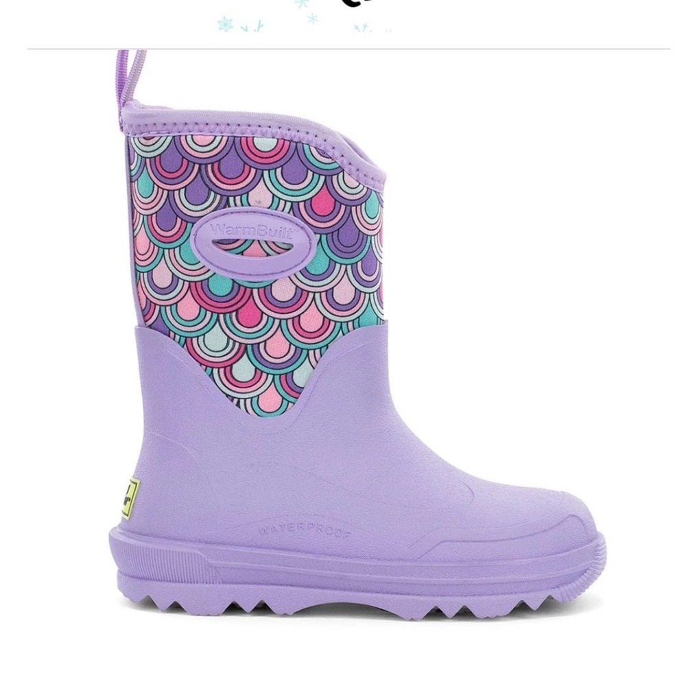 Western Chief Traverse Neoprene Lilac Mermaid Scale Waterproof Boots Kids Size 1